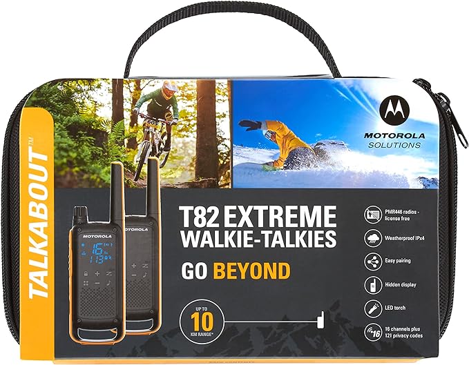 Motorola Talkabout T82 Extreme - Walkie-talkie bidireccional (paquete de dos) - Amarillo/Negro