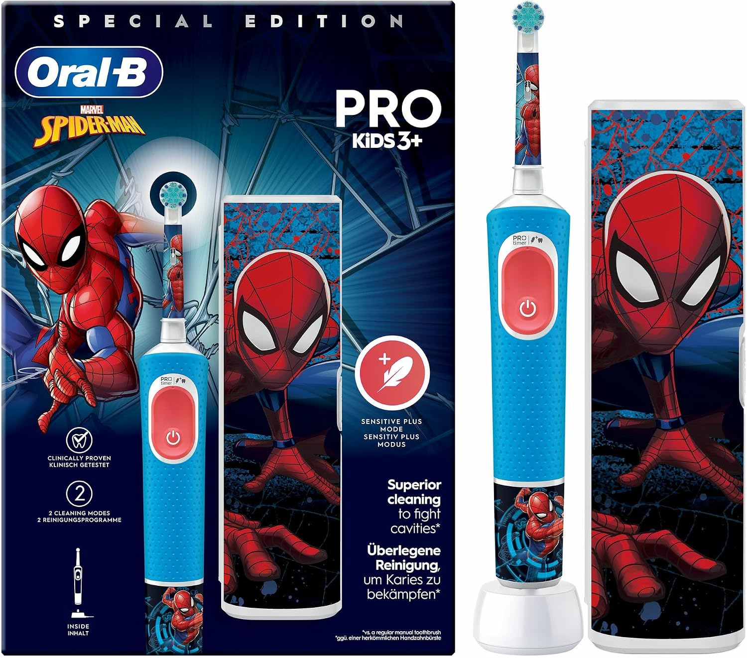 Oral-B Pro Kids Electric Toothbrush, Marvel Spider-Man - Blue and Red