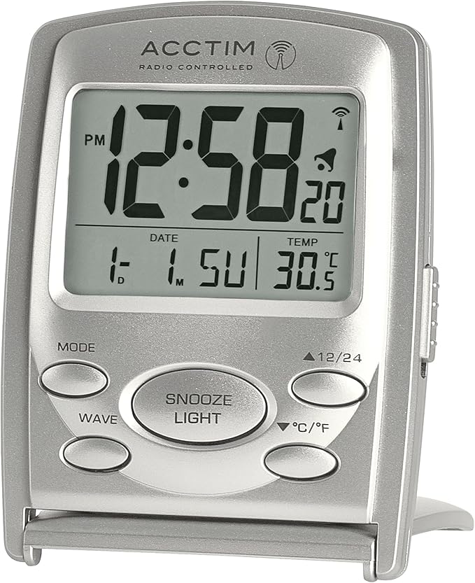 Acctim 71707 Vista MSF Radio Controlled Multi Function LCD Travel Alarm Clock