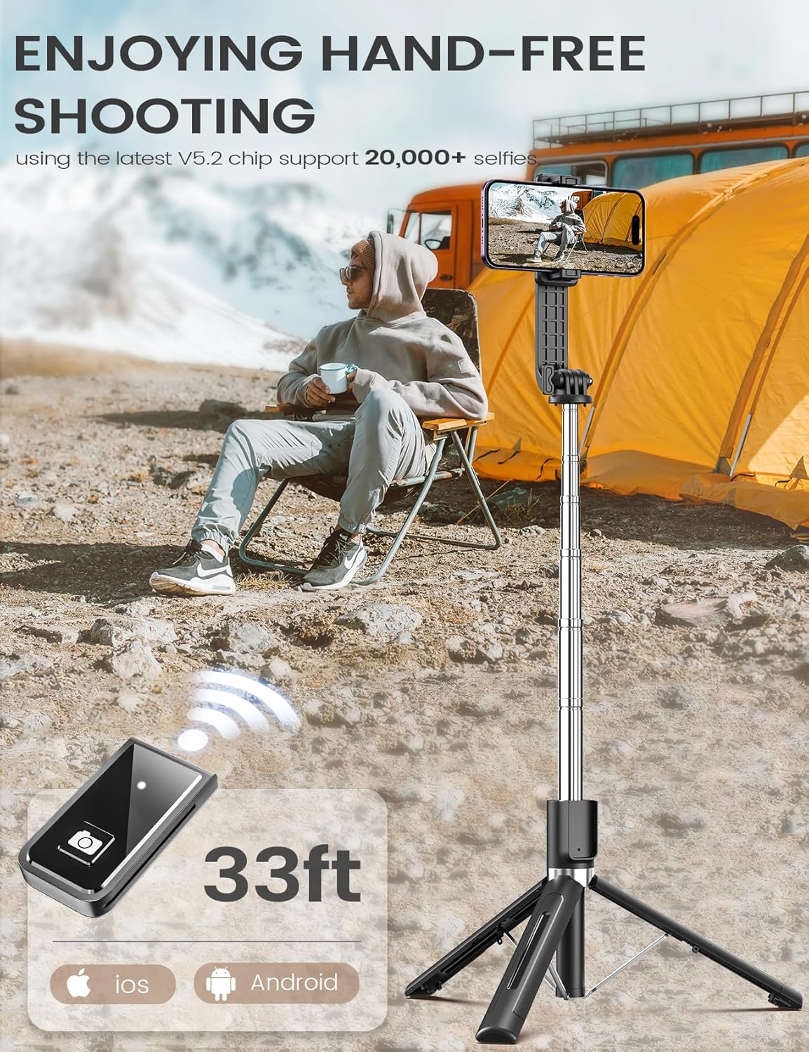 Anxre Selfie stick with reinforced Tripod - 50