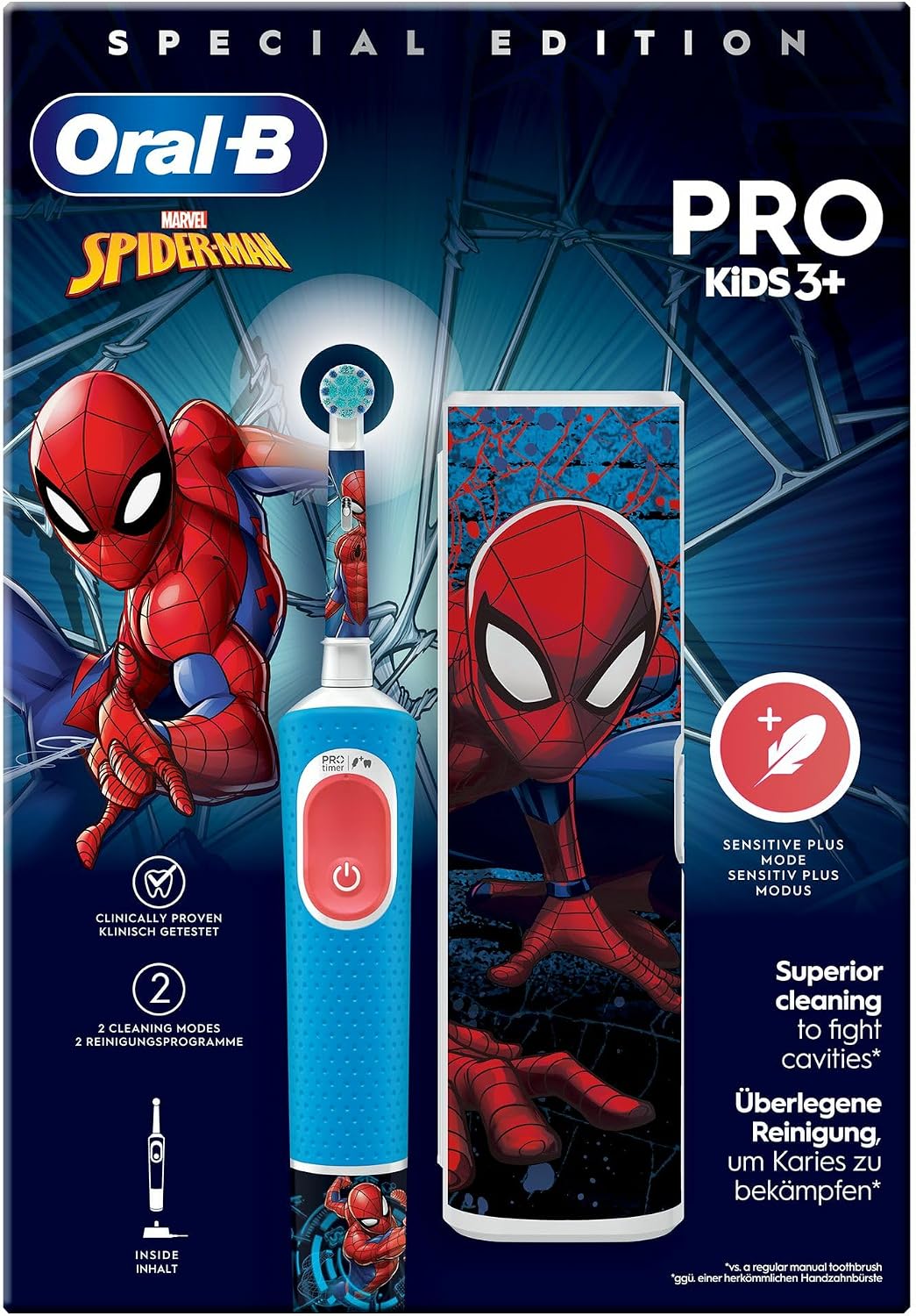 Oral-B Pro Kids Electric Toothbrush, Marvel Spider-Man - Blue and Red