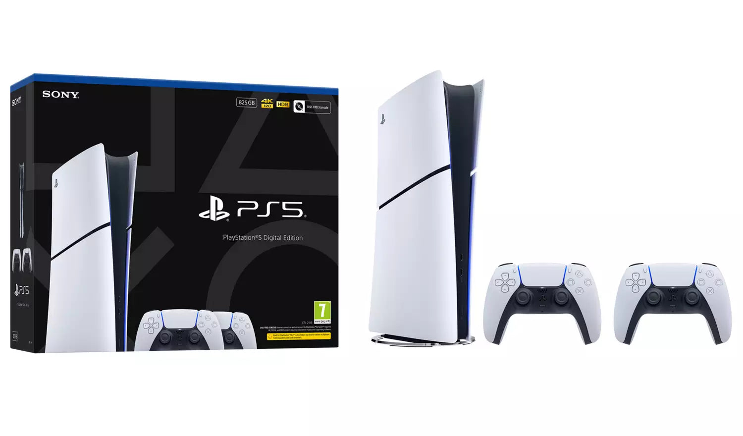 PlayStation 5 Digital Edition 825GB – Two DualSense Wireless Controllers Bundle
