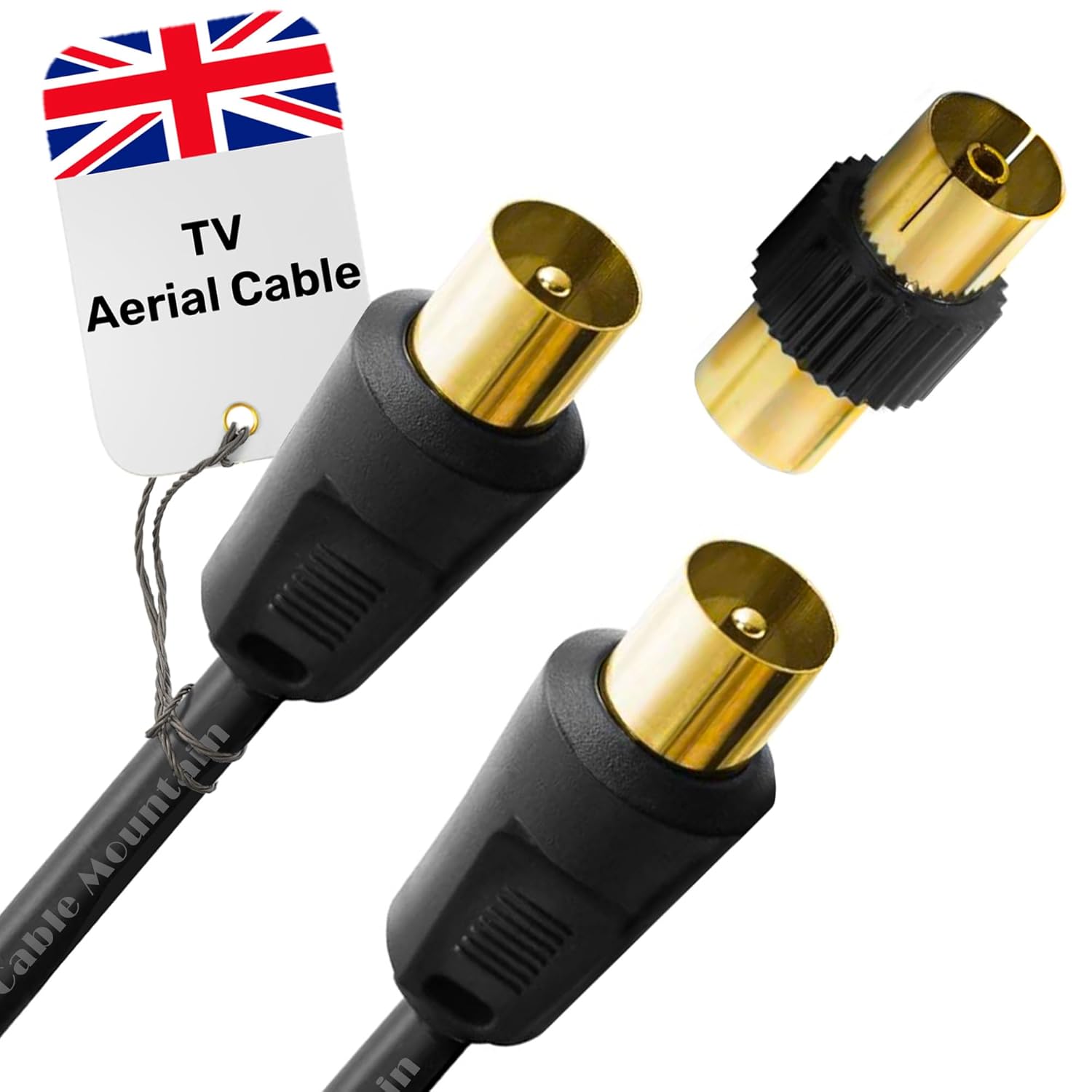 TV Aerial Cable 5m - Male To Male Gold Plated Coaxial Wire