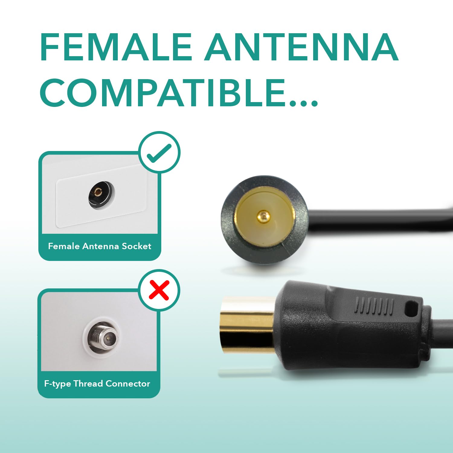 TV Aerial Cable 5m - Male To Male Gold Plated Coaxial Wire