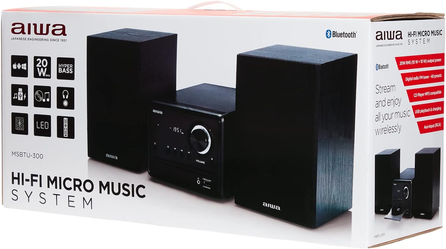 Aiwa Bluetooth Mini Stereo Hi-Fi System | MSBTU300
