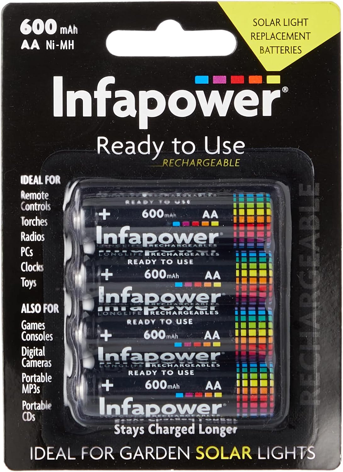 Piles solaires Infapower B008 AA 600 mAh (x4)