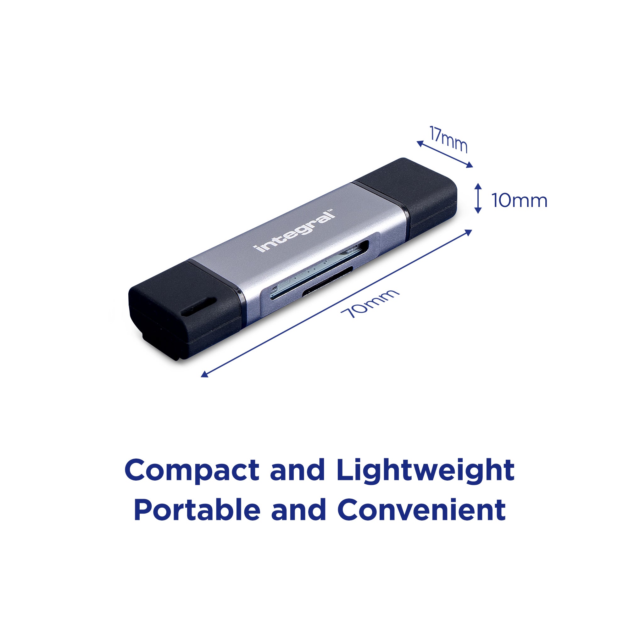 Integral Dual End SD and microSD Card Reader | Type-A and USB-C Connectors