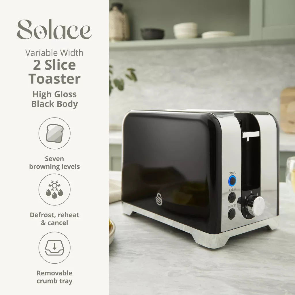 Swan Solace 2 Slice Stainless Steel Toaster