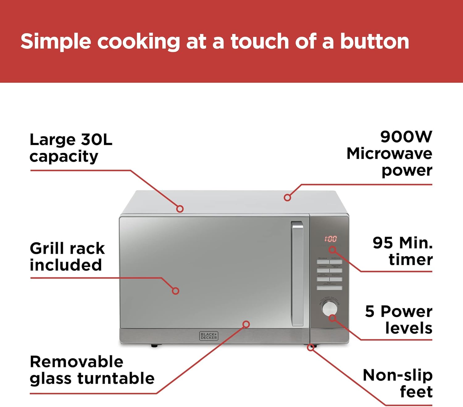 Black+Decker 30 Litre Combination Microwave | BXMZ24038GB