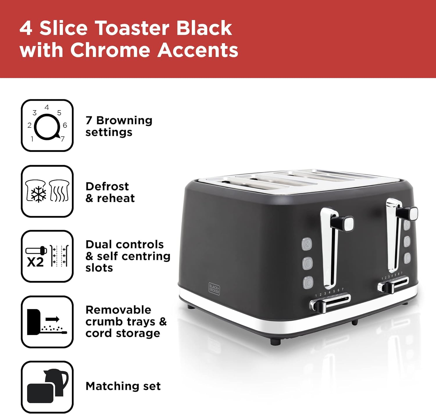 Tostadora Black &amp; Decker de 4 rebanadas - BXTO200