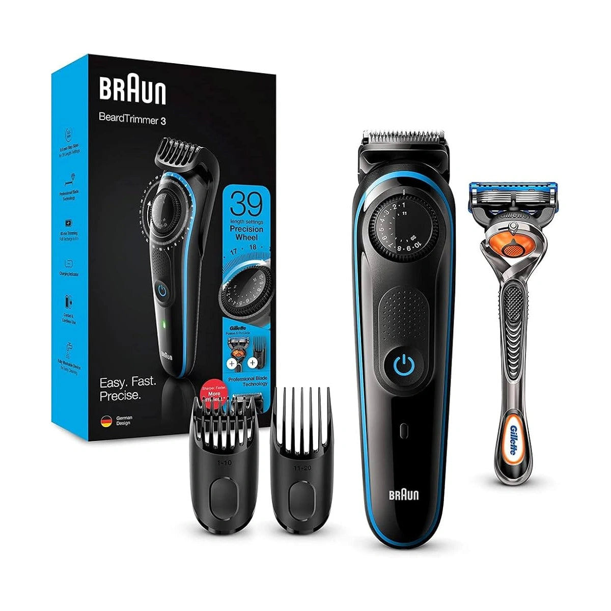 Braun Beard Trimmer 3 + Hair Clipper with Gillette Fusion5 ProGlide - BT3240