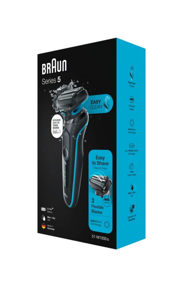 Braun Series 5 Wet & Dry shaver Black/Blue - 51-M1000s