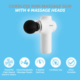 Carmen Massage Mini Portable Massage Gun with 4 Massage Heads White | C82020