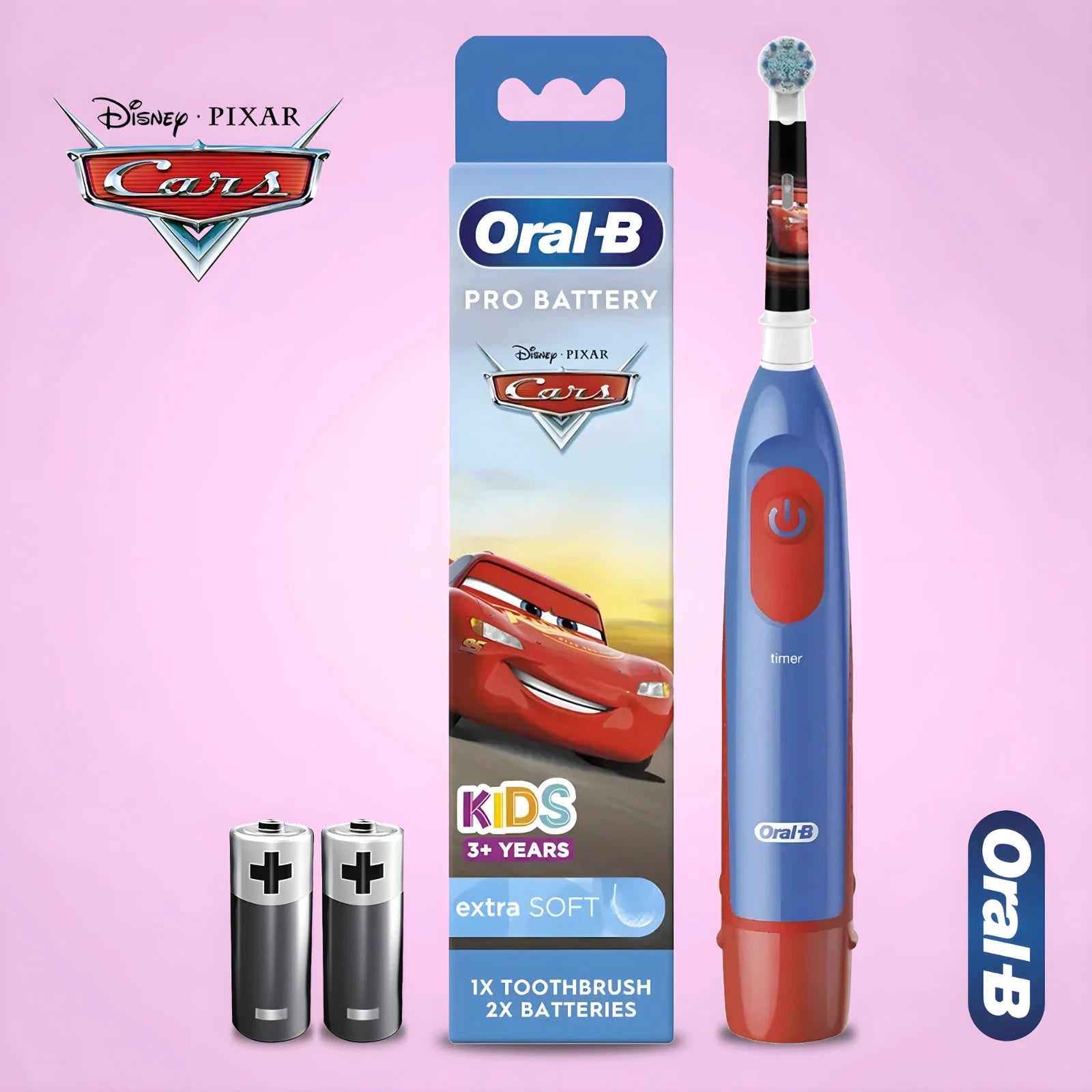Oral-B Kids Electric Toothbrush Pro Battery Powered with Disney Cars or Princess