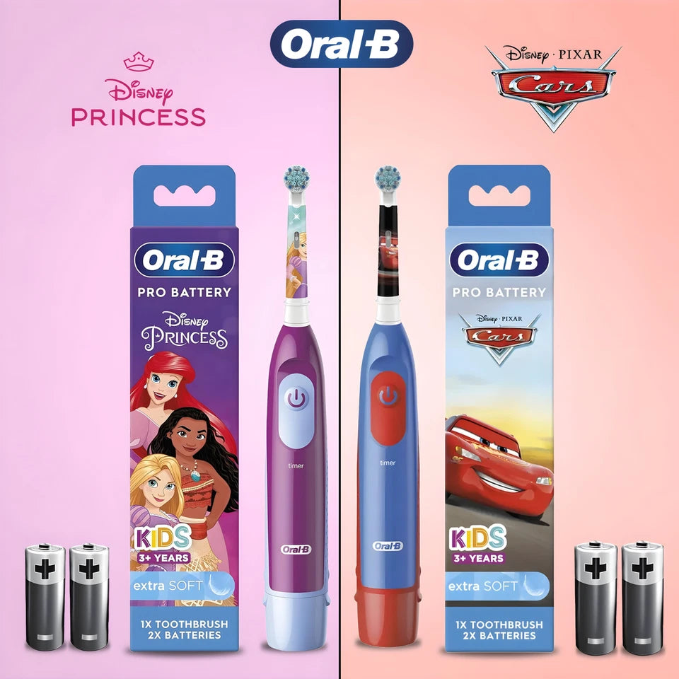 Oral-B Kids Electric Toothbrush Pro Battery Powered with Disney Cars or Princess