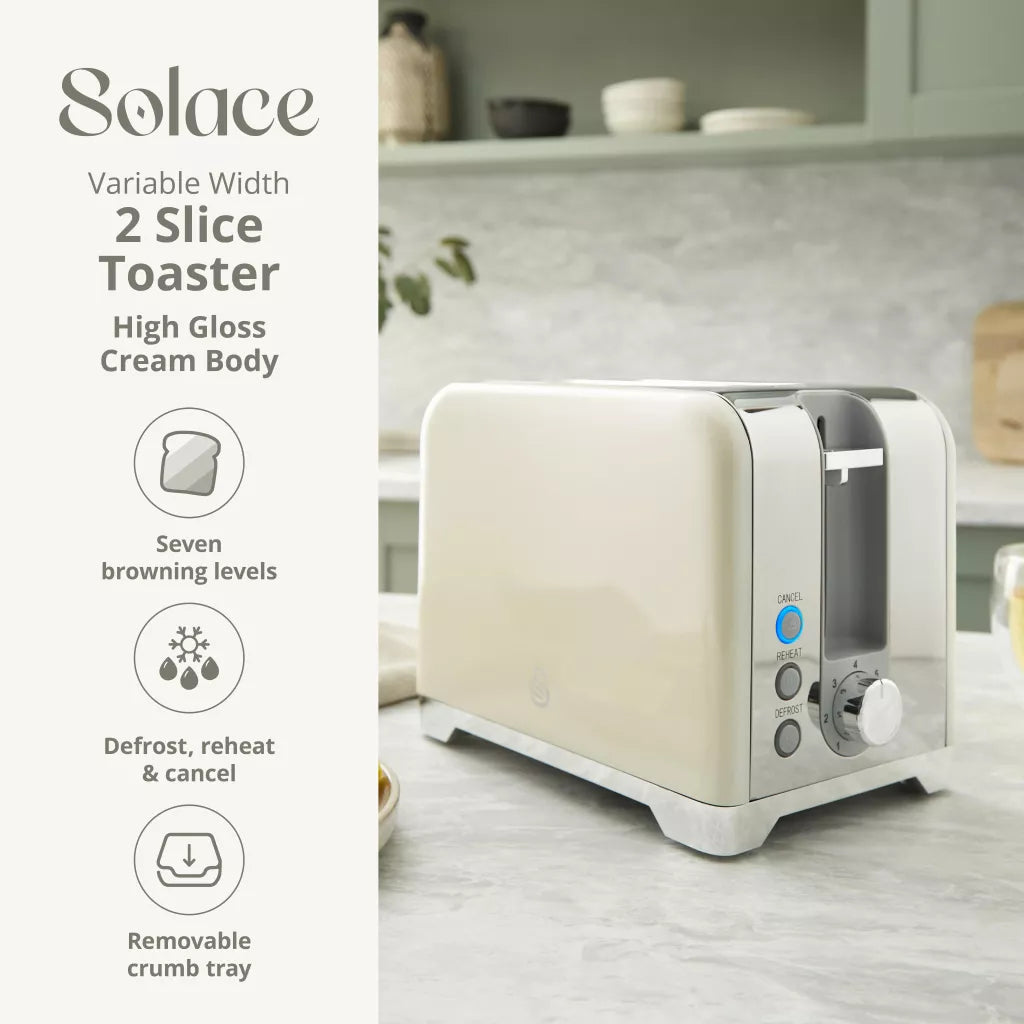 Swan Solace 2 Slice Stainless Steel Toaster