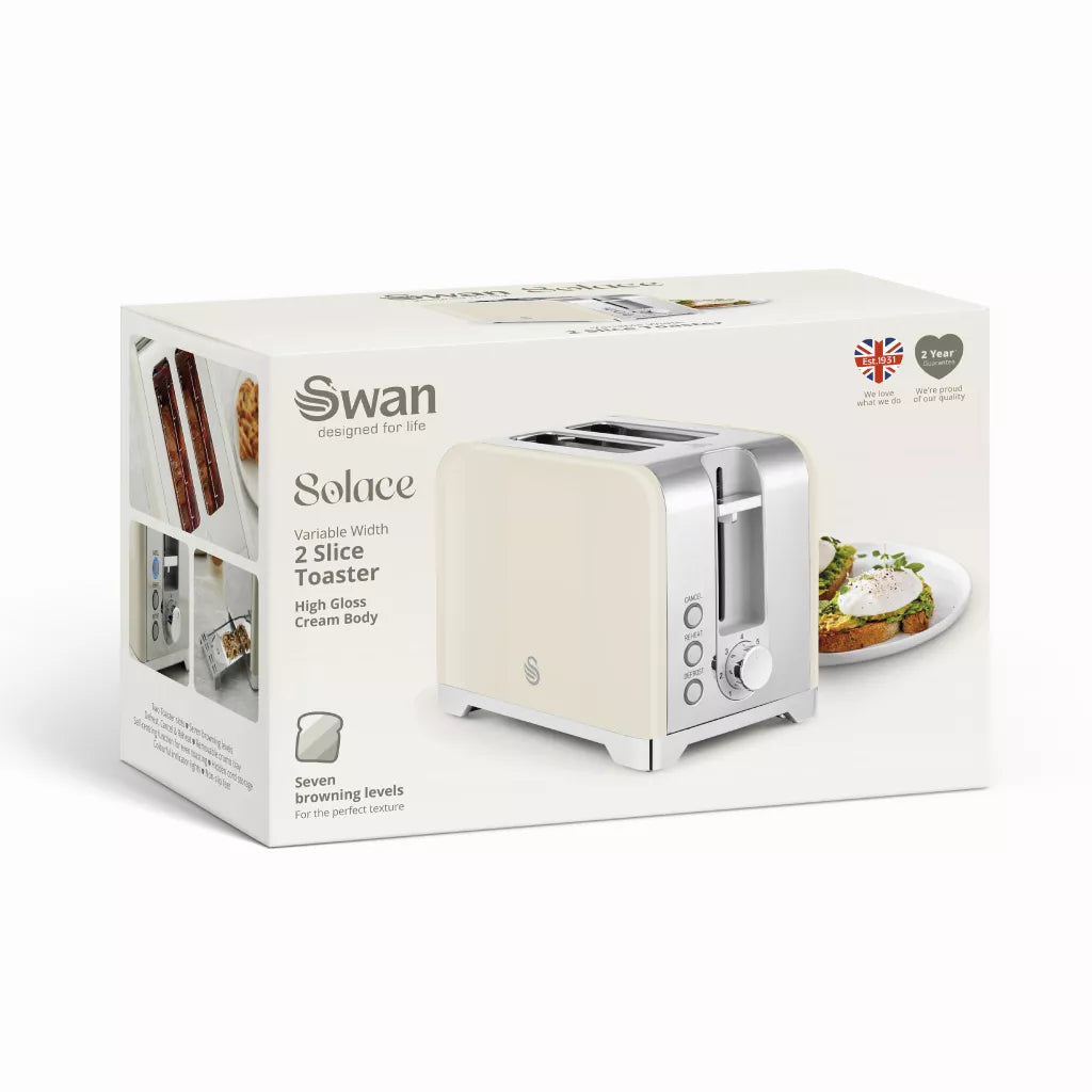 Swan Solace 2 Slice Stainless Steel Toaster