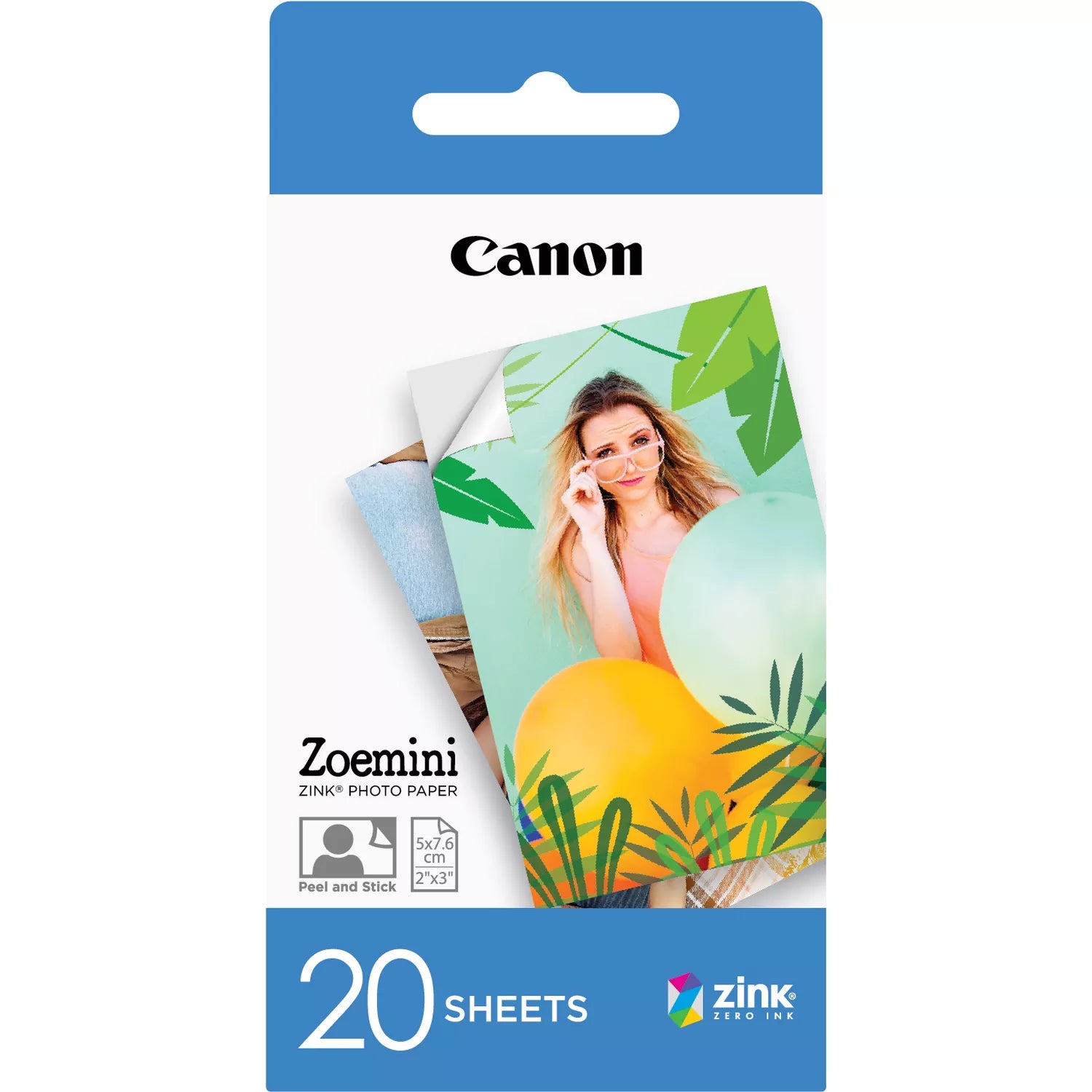 Papel fotográfico Canon Zink de 5 x 7,6 cm (2 x 3 pulgadas) | 20 hojas