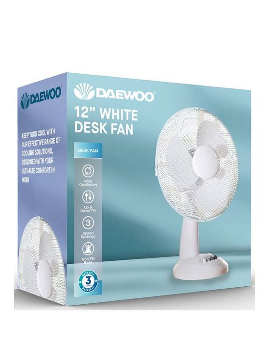 Daewoo 12" Desk Fan, White - COL1256