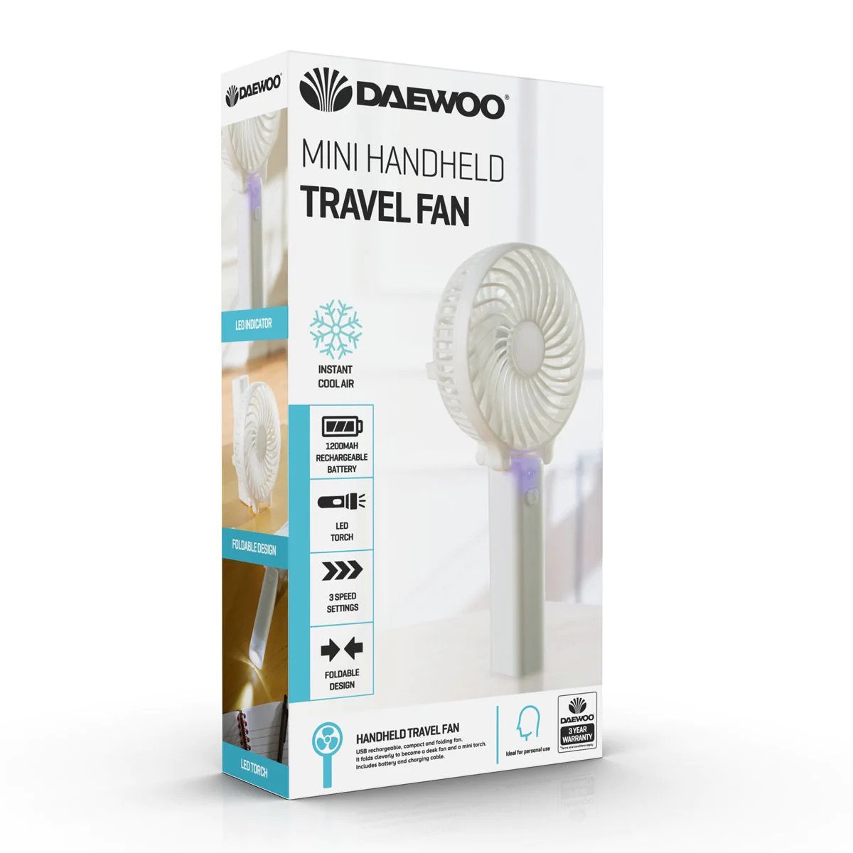 Daewoo Rechargeable Mini Handheld Travel Fan - COL1580