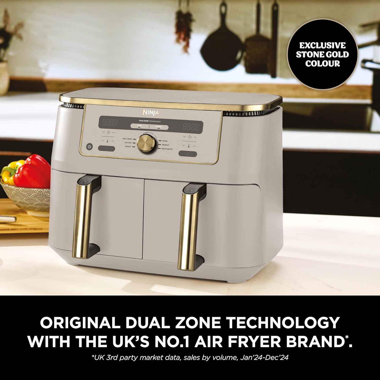 NINJA MAX 6-in-1 Dual Zone Air Fryer - Stone Gold DZ400