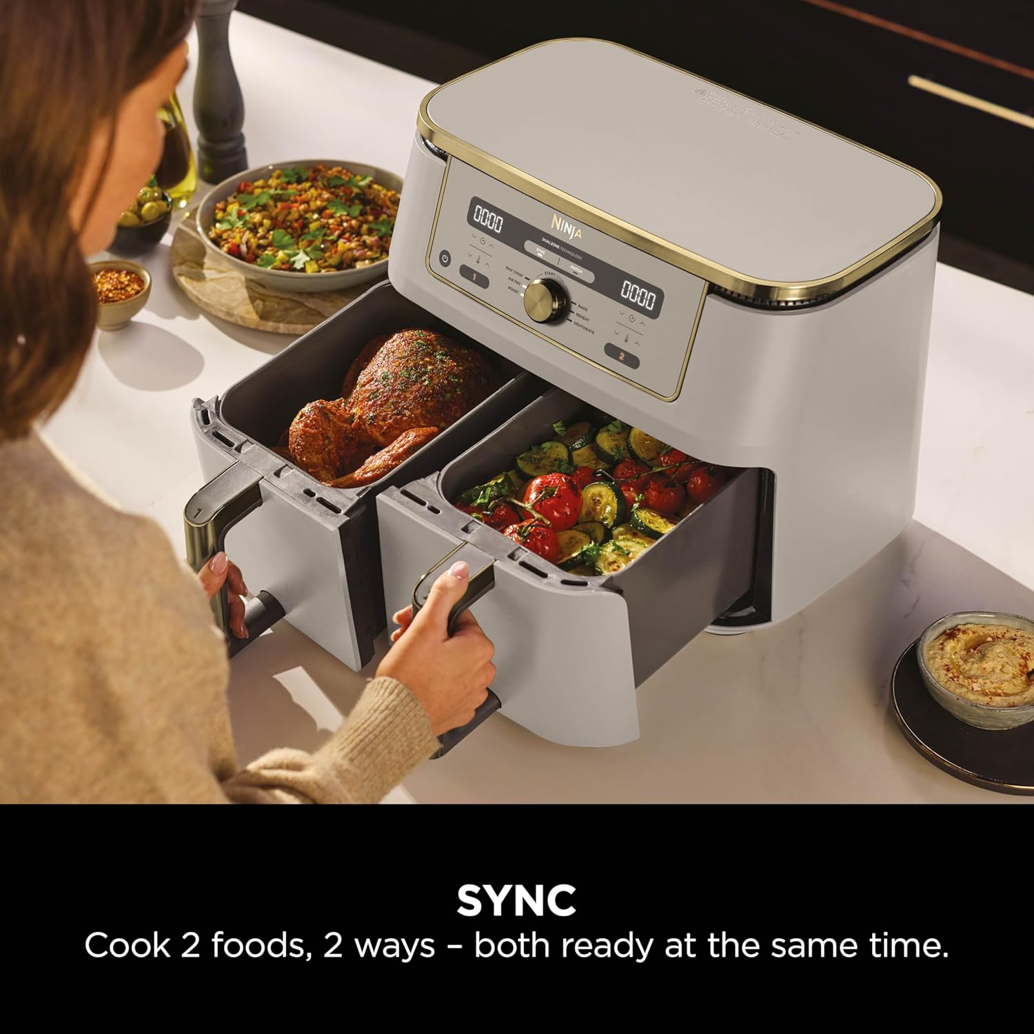 NINJA MAX 6-in-1 Dual Zone Air Fryer - Stone Gold DZ400