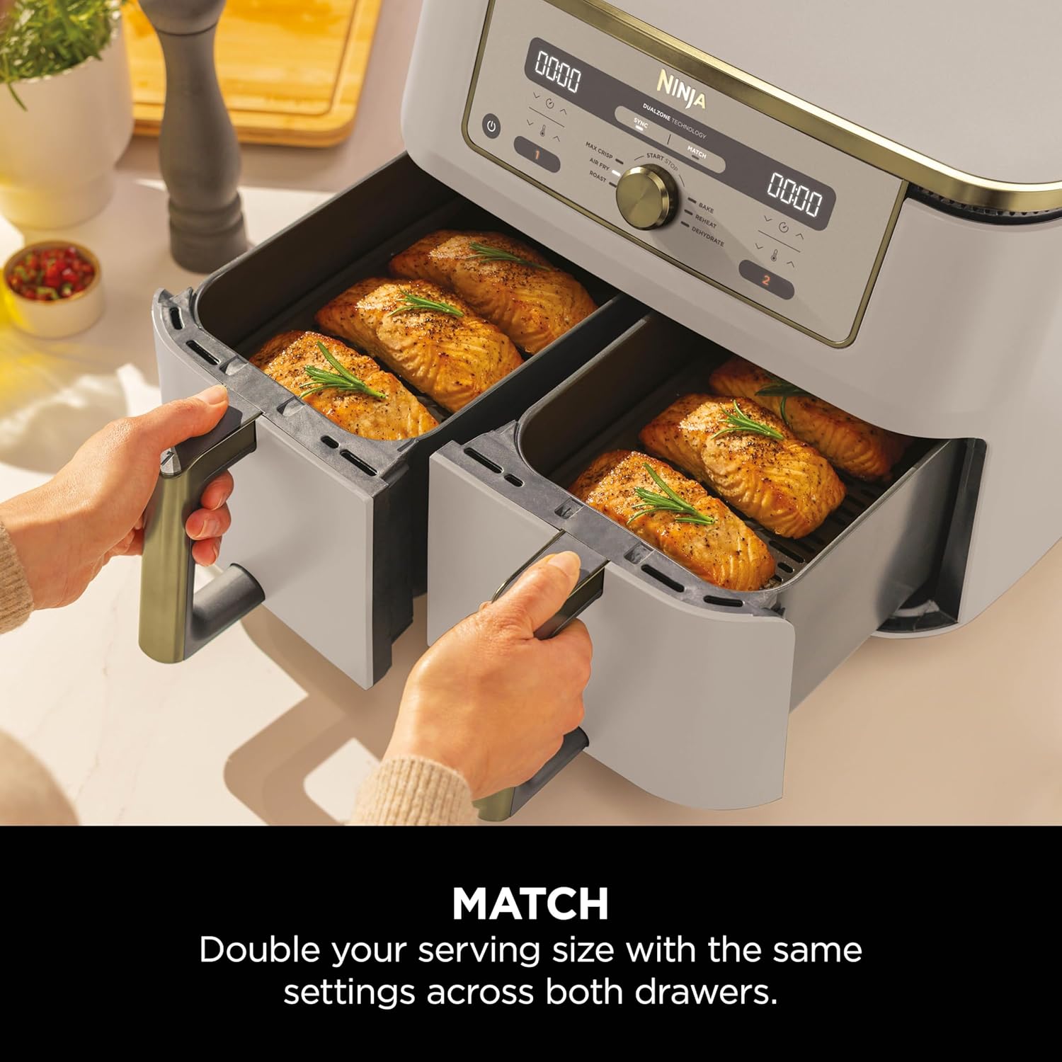NINJA MAX 6-in-1 Dual Zone Air Fryer - Stone Gold DZ400