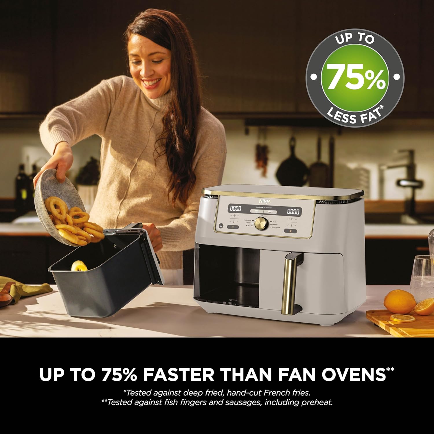 NINJA MAX 6-in-1 Dual Zone Air Fryer - Stone Gold DZ400