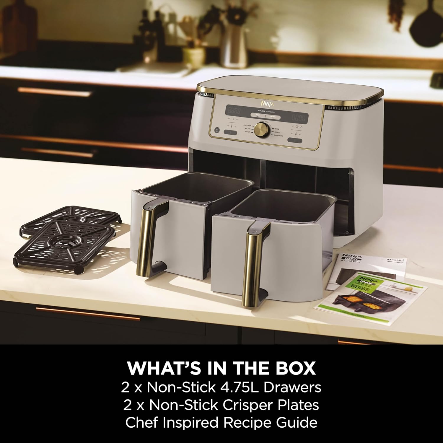 NINJA MAX 6-in-1 Dual Zone Air Fryer - Stone Gold DZ400