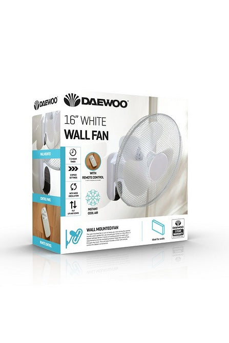 Ventilador de pared Daewoo de 16" con control remoto - COL1577