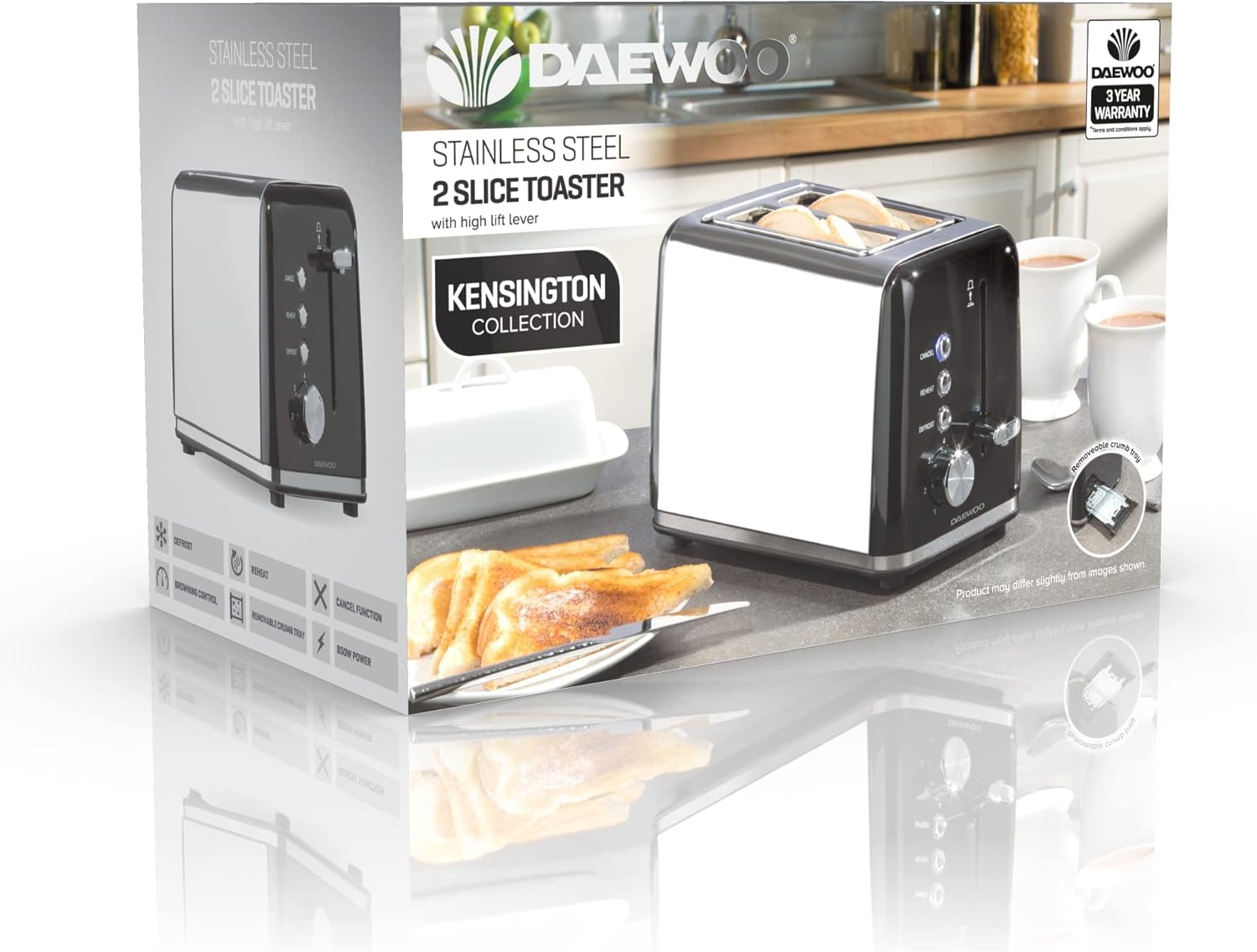 Daewoo Kensington 2-Slice Toaster with 6 Settings - Black | SDA1583