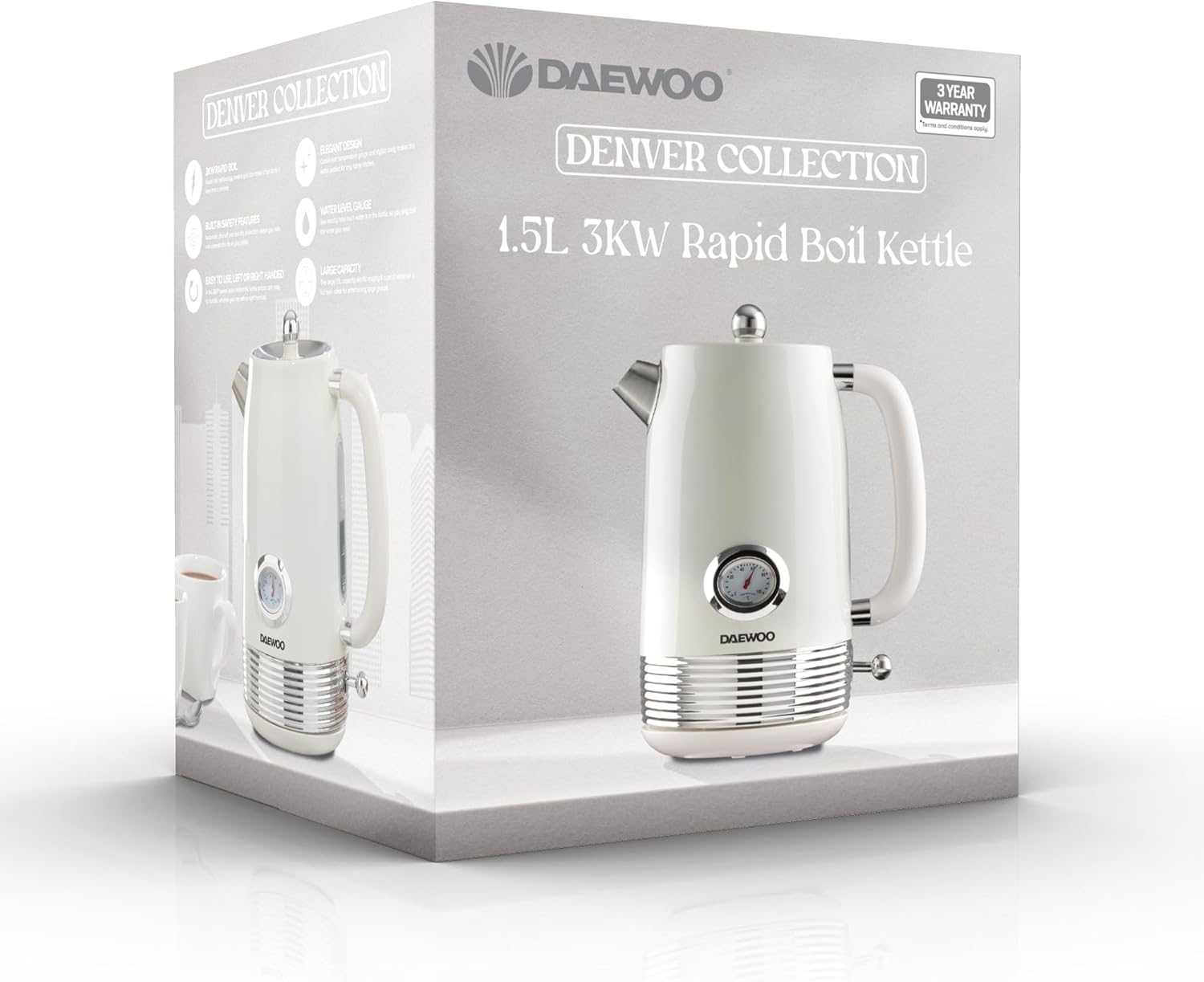 Daewoo Denver 1.5L Rapid Boil Kettle - Buttermilk