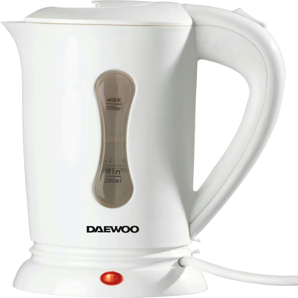 Daewoo Essentials 0.5L White Travel Mini Kettle with 2 Cups - SDA1935GED