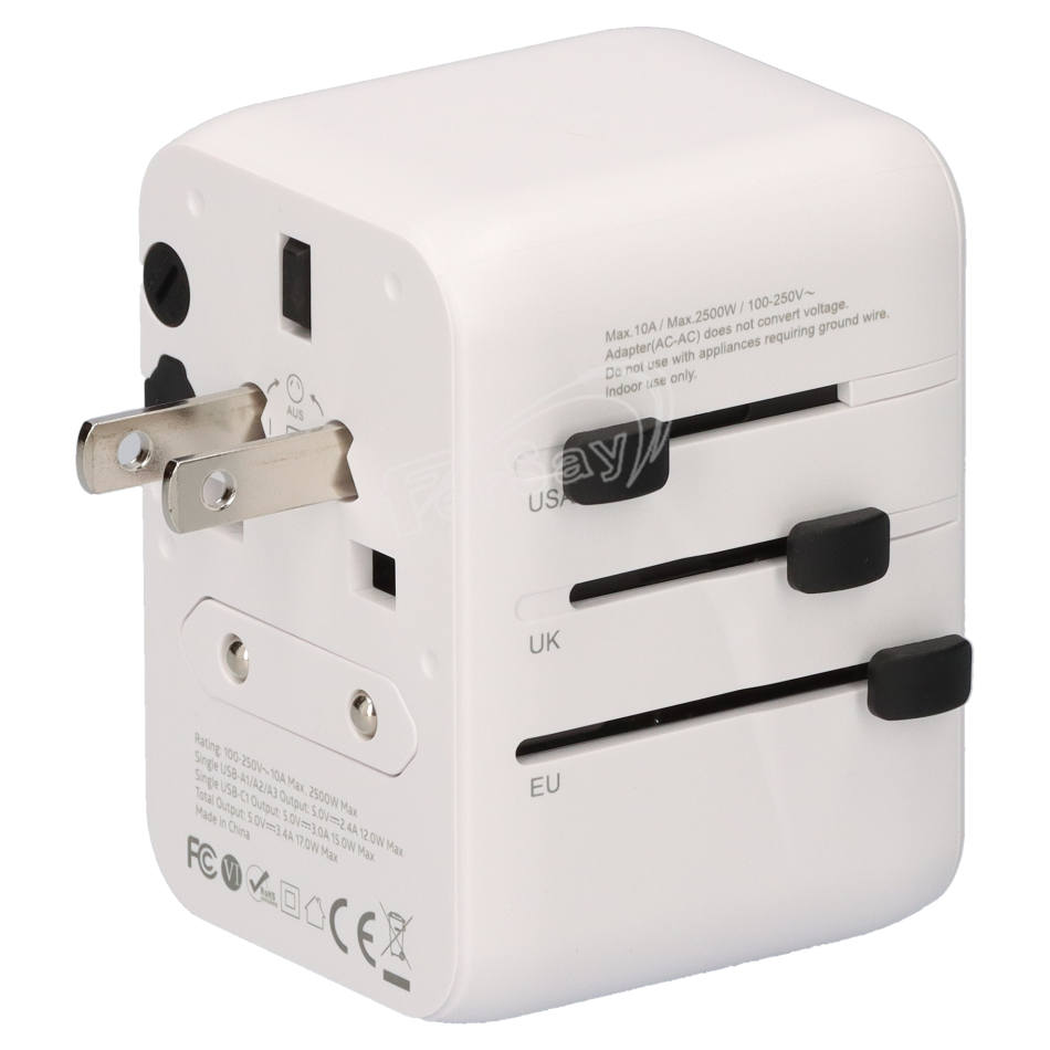 Adaptador de viaje universal Fersay para enchufes de red | E-NC251