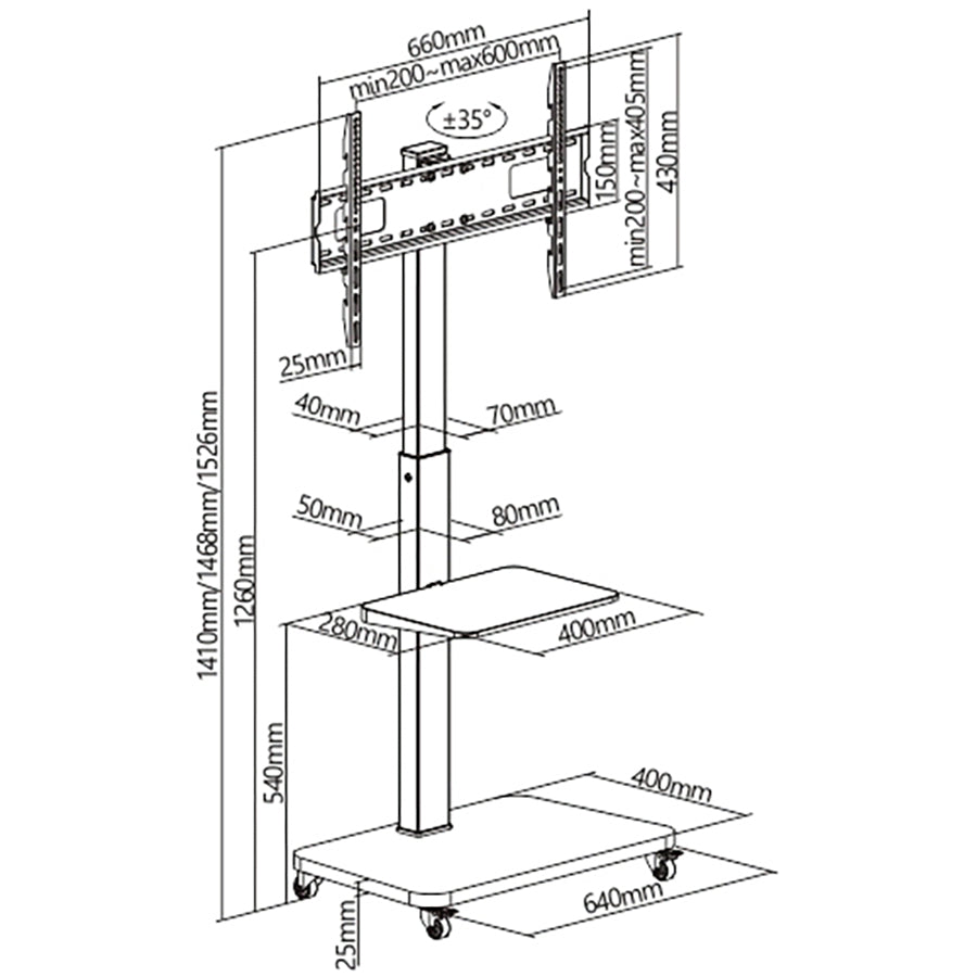 Soporte de suelo para televisor Fersay de 37" a 75" - FERSAY-SOP-3775