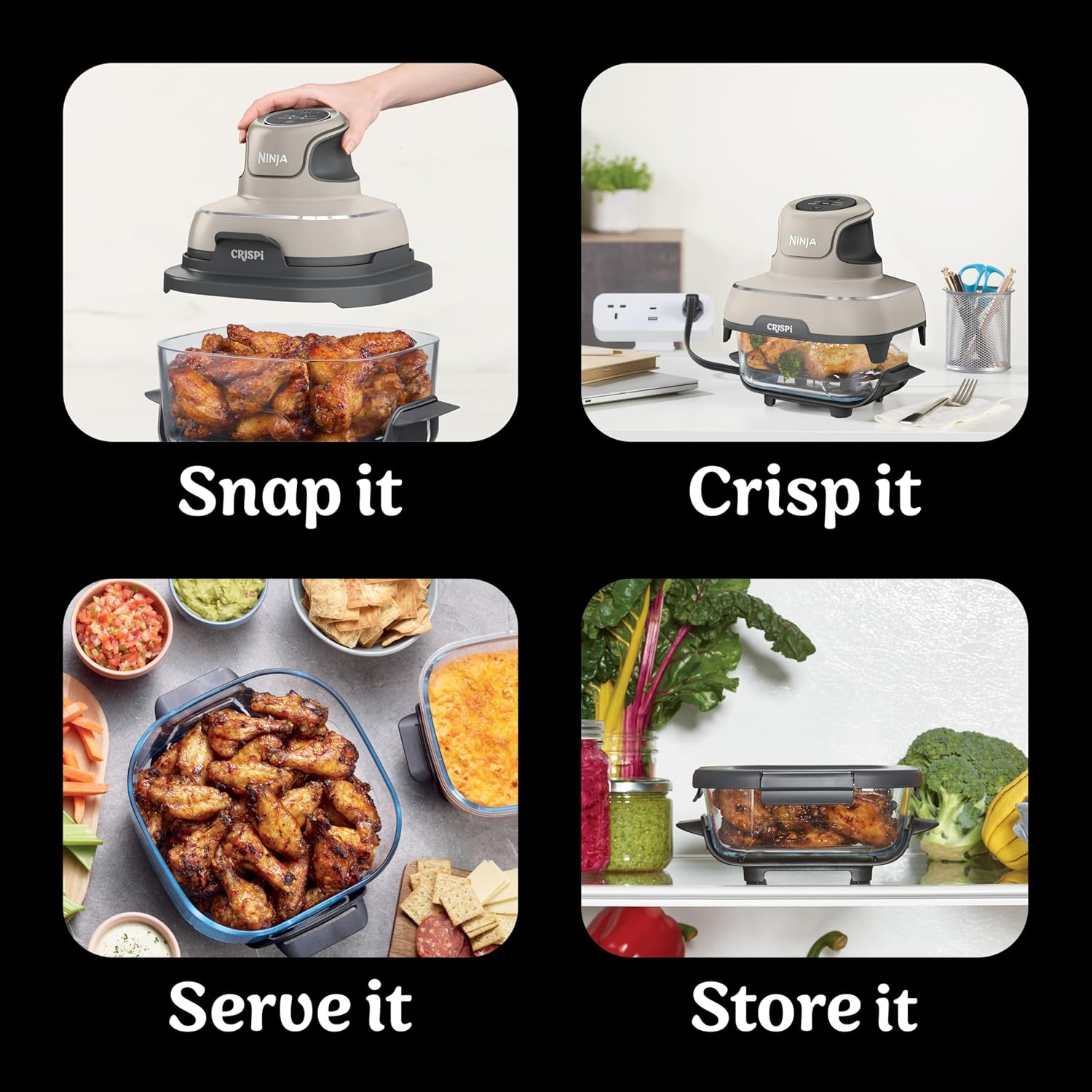 Ninja CRISPi 4-in-1 Portable Glass Air Fryer - FN101UK