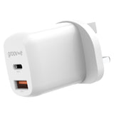 Groov-e USB-C & USB-A 20W Wall Charger with Power Delivery - White | GVMA105WE