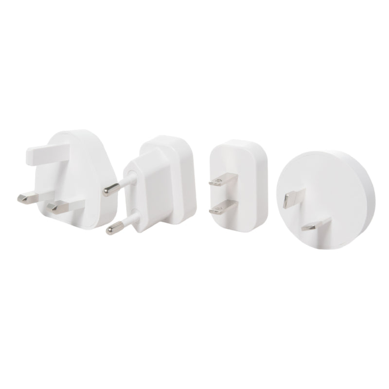 Cargador de red Groov-e USB-C y USB-A de 20 W con adaptadores de viaje internacionales - GVMA113WE