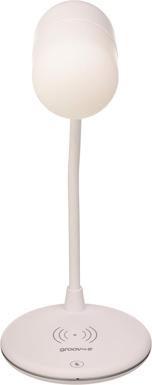 Lámpara LED Groov-e Apollo con base de carga inalámbrica y altavoz Bluetooth | Blanca