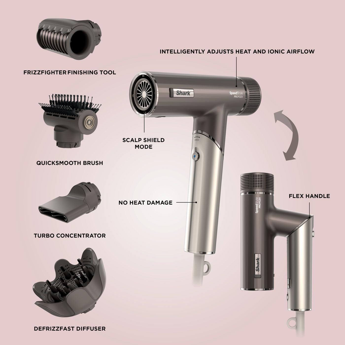 Shark SpeedStyle Pro FLEX 4-in-1 High-Velocity Hair Dryer System - HD542UK