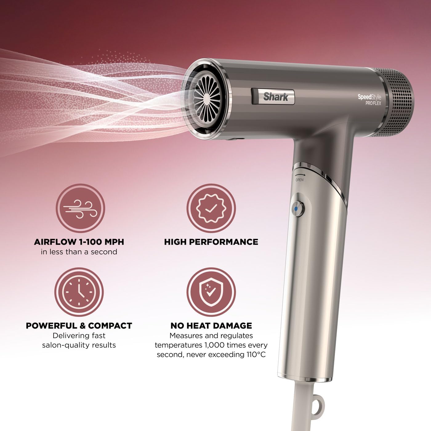 Shark SpeedStyle Pro FLEX 4-in-1 High-Velocity Hair Dryer System - HD542UK