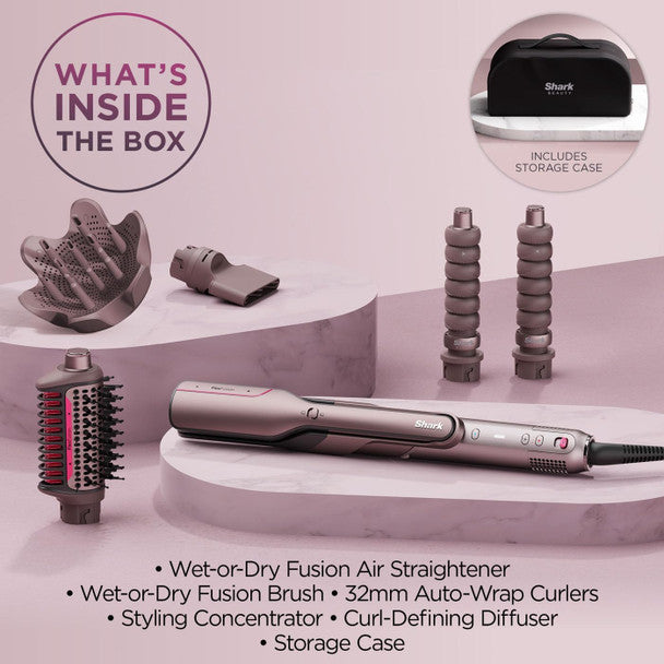 Plancha de pelo Shark FlexFusion Straight 5 en 1, con secador y estuche - HD652SUK