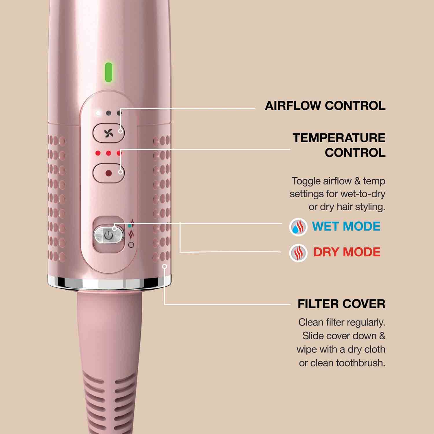 Shark Glossi Hot Brush + Air Glosser - Peony Pink HT302