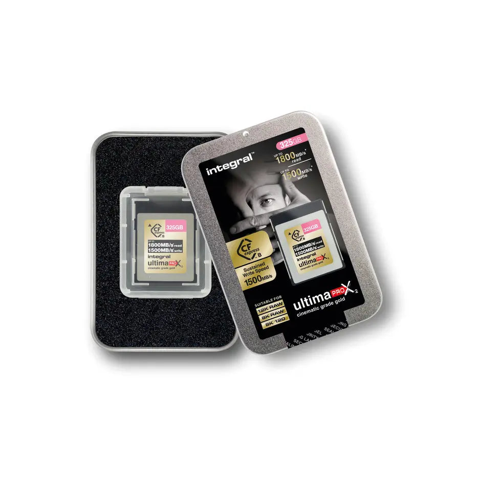 Tarjeta integral UltimaPro CFexpress Cinematic Gold Tipo B 2.0 de 325 GB X2 | INCFE325G1800/1500/S1500