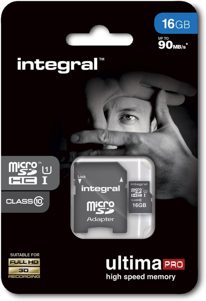 Integral 16GB microSDHC/XC Micro SD Card 90MB/s UHS-I U1