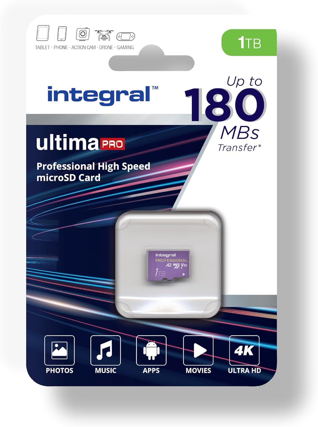 Integral 1TB Pro High Speed MICROSDXC Card HIGH SPEED 180MB/S V30 UHS-I U3