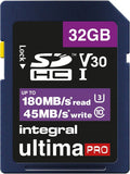 Integral 32GB PRO High Speed SD CARD 180MB/S SDXC V30 UHS-I U3