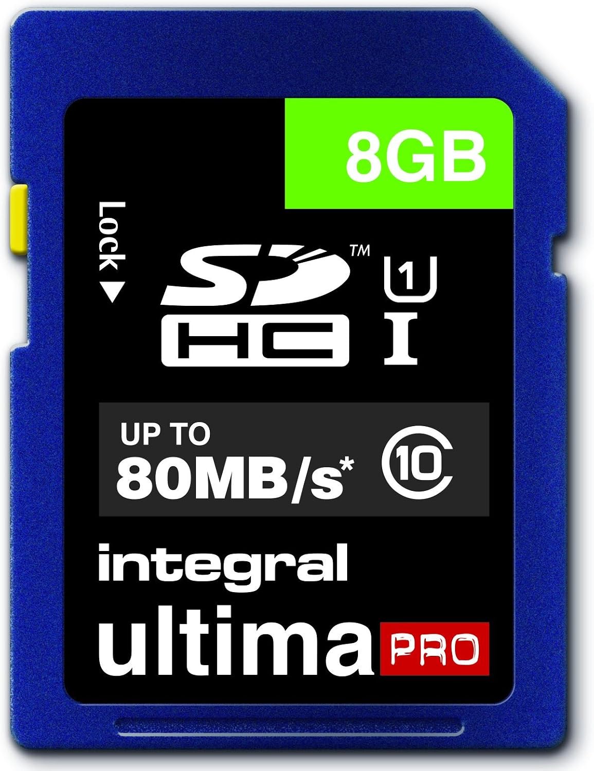 Integral UltimaPro 8 GB SDHC Class 10 Memory Card, up to 80 MB/s, U1