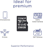 Integral 256GB Pro High Speed 180MB/S MICROSDXC V30 UHS-I U3 Memory Card