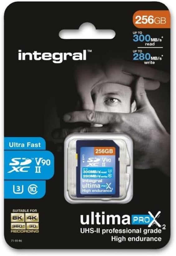 Tarjeta SD Integral UltimaPro X2 de 256 GB (SDHC/XC, hasta 300/280 MB, UHS-II V90) | INSDX256G-300/280U2